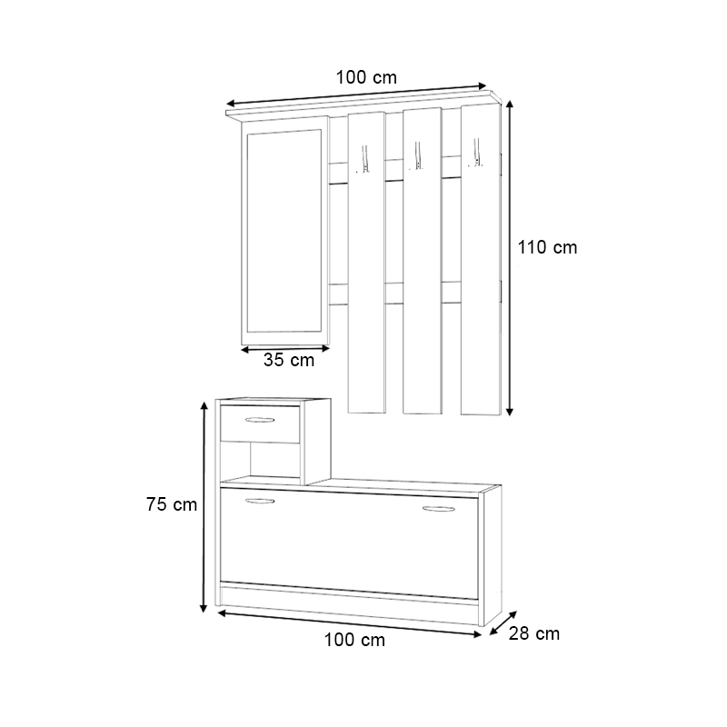 Έπιπλο εισόδου Raynold Megapap χρώμα φυσικό οξιάς 100x30x180εκ. - Image 6