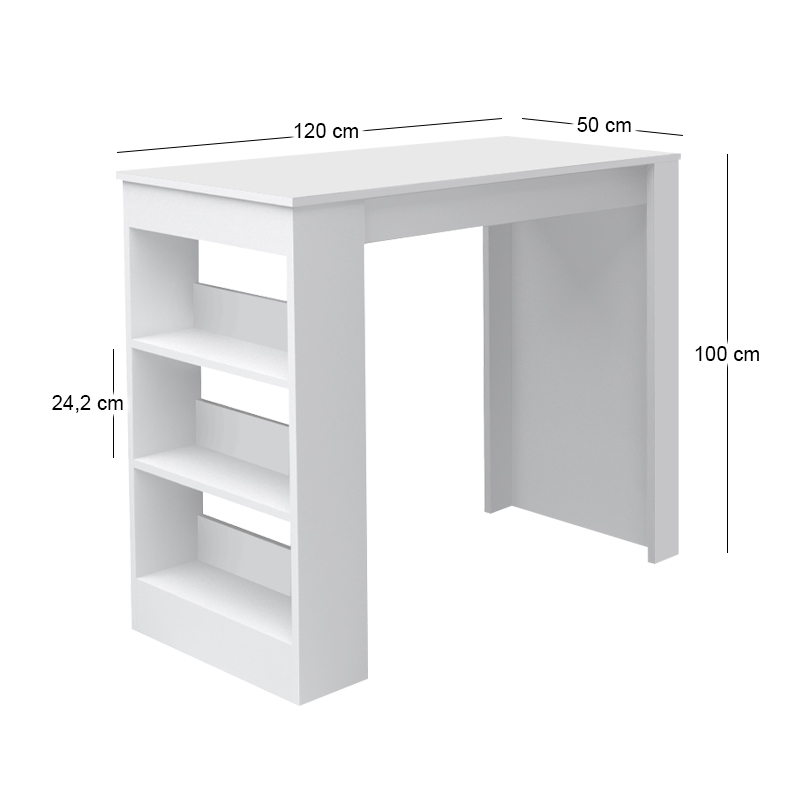 Τραπέζι μπαρ Deep Megapap χρώμα λευκό 120x50x100εκ. - Image 4