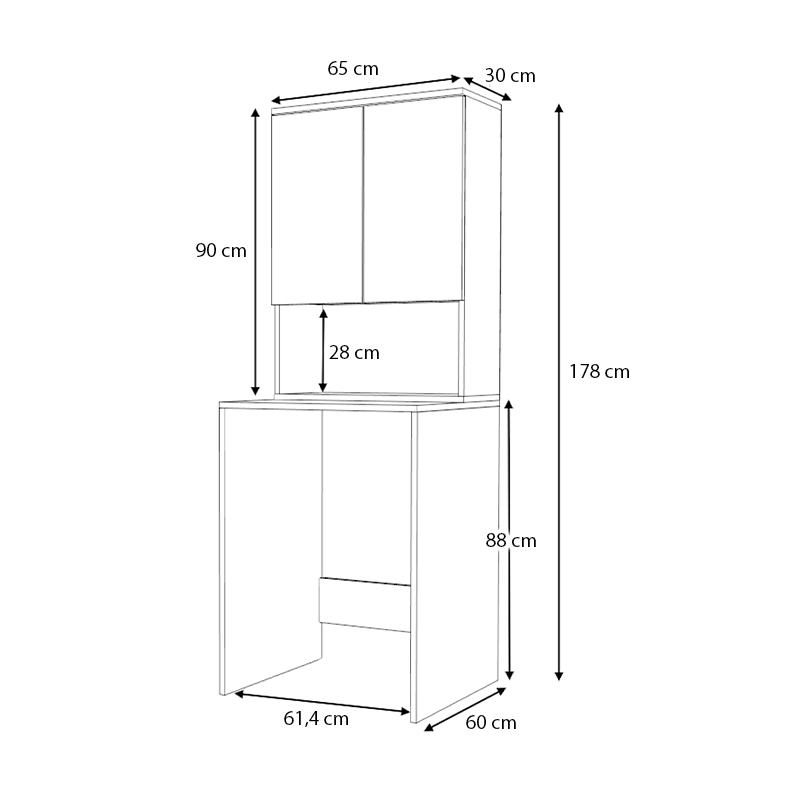 Έπιπλο πλυντηρίου Cozen Megapap χρώμα καρυδί 65x60x178εκ. - Image 5