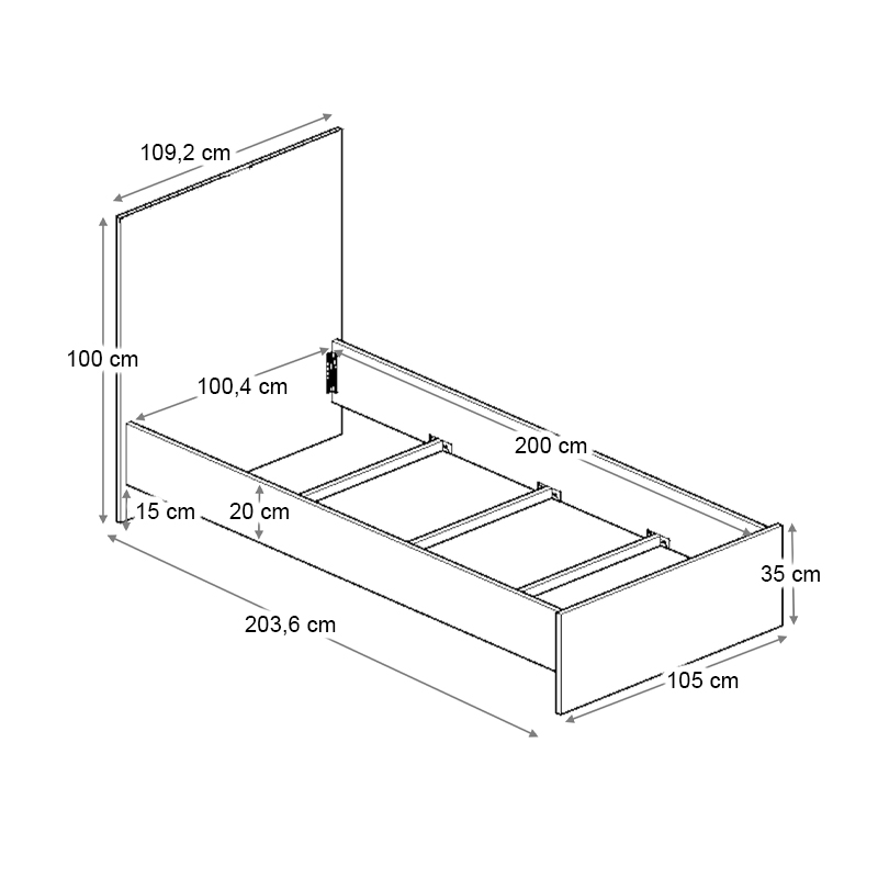 Κρεβάτι Troy Megapap χρώμα καρυδί 100x200εκ. - Image 5