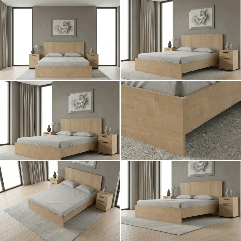 Κρεβάτι Troy Megapap χρώμα φυσικό οξιάς 150x200εκ. - Image 3
