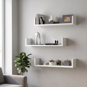 Ραφιέρα τοίχου Dark Megapap 3 τεμαχίων χρώμα λευκό 60x15x12εκ.