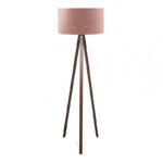 Φωτιστικό δαπέδου Rosling Megapap Mdf/ύφασμα Pvc χρώμα καρυδί – dusty rose 38x38x140εκ.