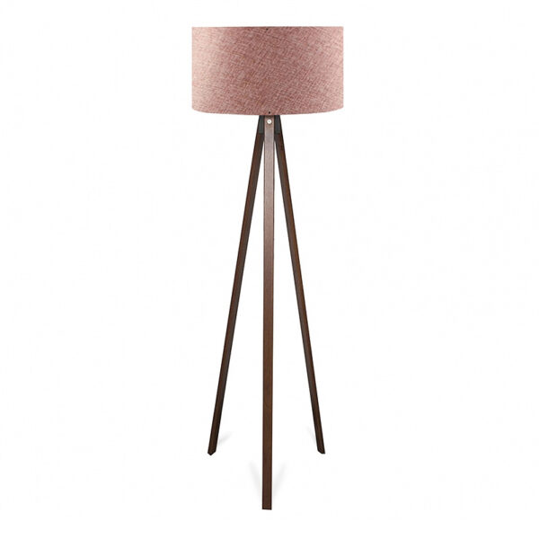 Φωτιστικό δαπέδου Rosling Megapap Mdf/ύφασμα Pvc χρώμα καρυδί – dusty rose 38x38x140εκ.