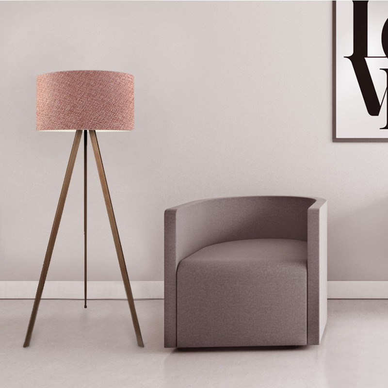 Φωτιστικό δαπέδου Rosling Megapap Mdf/ύφασμα Pvc χρώμα καρυδί - dusty rose 38x38x140εκ. - Image 2