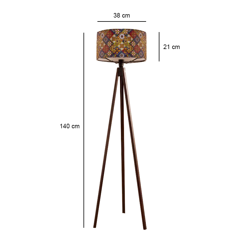 Φωτιστικό δαπέδου Rosling Megapap Mdf/ύφασμα Pvc χρώμα καρυδί - πολύχρωμο 38x38x140εκ. - Image 3