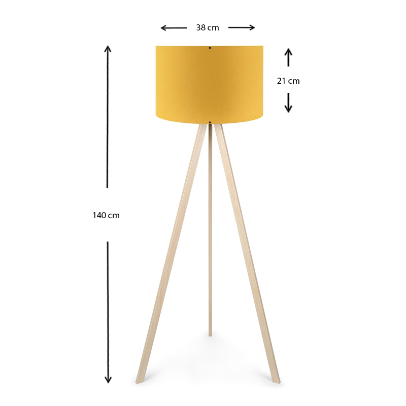 Φωτιστικό δαπέδου Rosling Megapap Mdf/ύφασμα Pvc χρώμα φυσικό/κροκί 38x21x140εκ. - Image 3