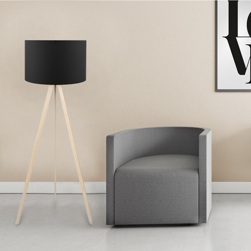Φωτιστικό δαπέδου Rosling Megapap Mdf/ύφασμα Pvc χρώμα φυσικό/μαύρο 38x21x140εκ. - Image 2
