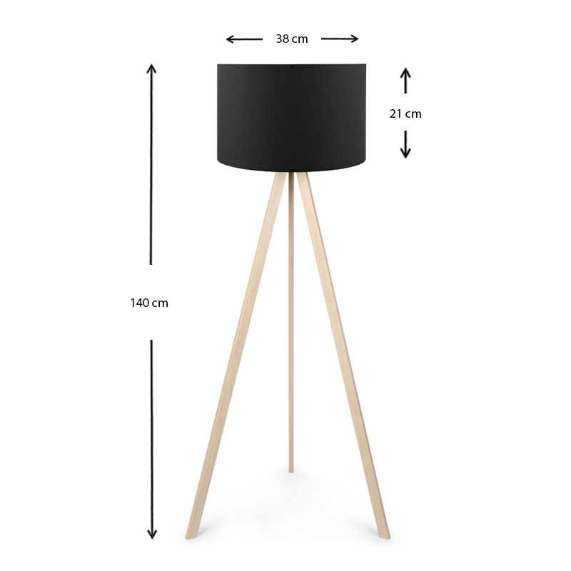 Φωτιστικό δαπέδου Rosling Megapap Mdf/ύφασμα Pvc χρώμα φυσικό/μαύρο 38x21x140εκ. - Image 3