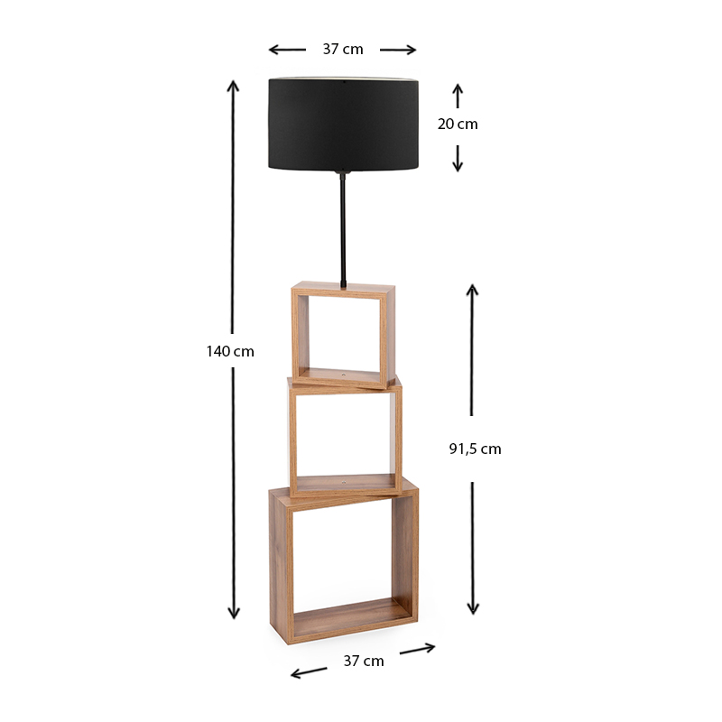 Φωτιστικό δαπέδου Claude Megapap Mdf/fabric Pvc χρώμα καφέ/μαύρο 37x20x140εκ. - Image 3