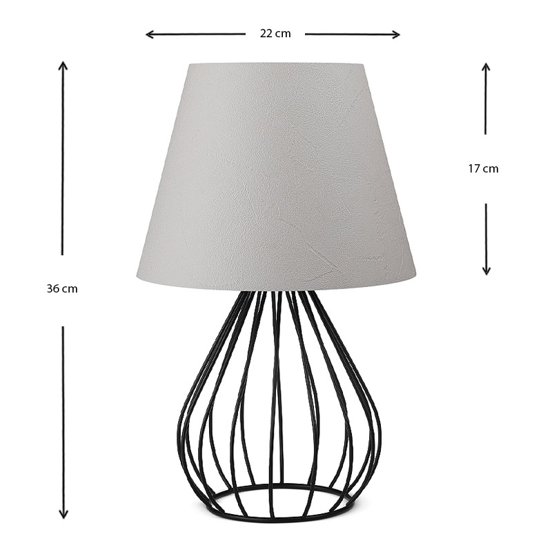 Φωτιστικό επιτραπέζιο Akerlind Megapap ύφασμα Pvc/μέταλλο χρώμα ανοιχτό γκρι/μαύρο 22x17x36εκ. - Image 3