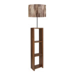 Φωτιστικό δαπέδου Launo Megapap υφασμάτινο Pvc/MDF χρώμα καφέ/καρυδί 38x38x150εκ.