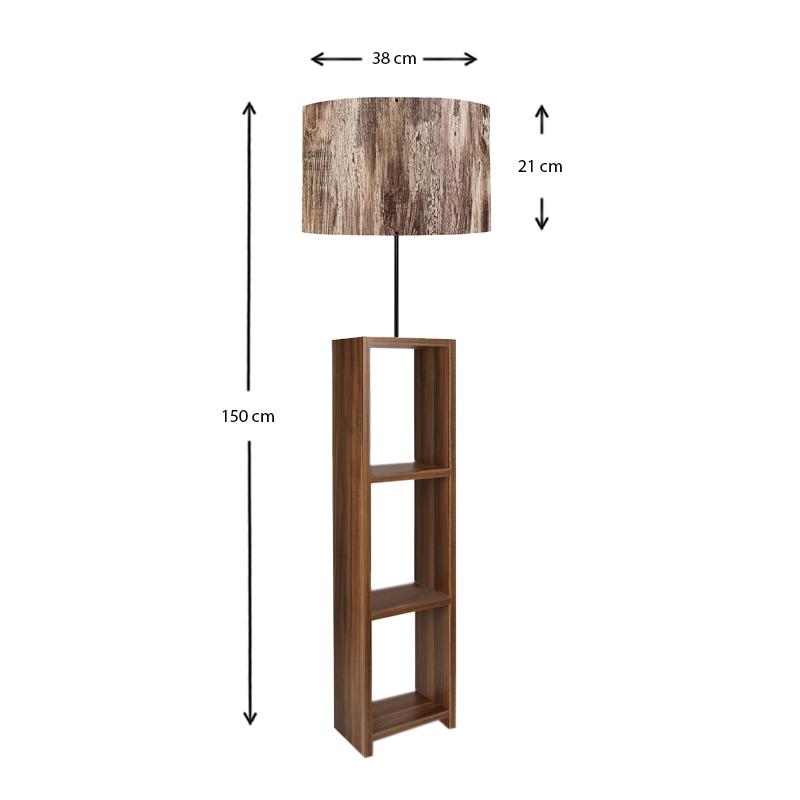 Φωτιστικό δαπέδου Launo Megapap υφασμάτινο Pvc/MDF χρώμα καφέ/καρυδί 38x38x150εκ. - Image 3