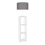 Φωτιστικό δαπέδου Launo Megapap υφασμάτινο Pvc/MDF χρώμα λευκό – γκρι 38x38x150εκ.