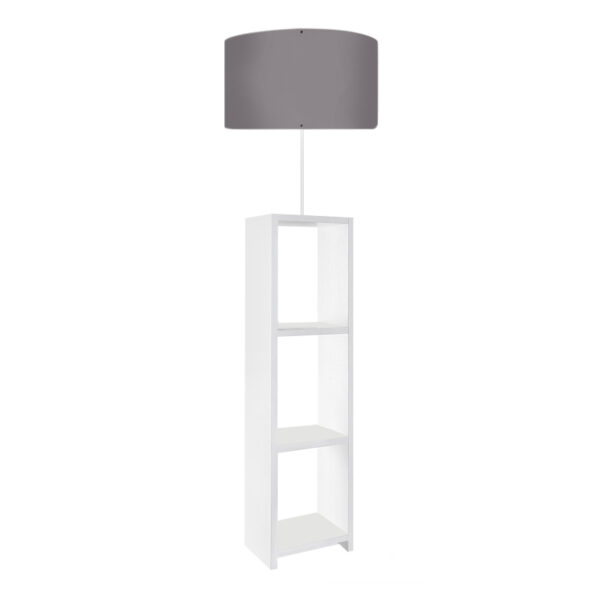 Φωτιστικό δαπέδου Launo Megapap υφασμάτινο Pvc/MDF χρώμα λευκό – γκρι 38x38x150εκ.