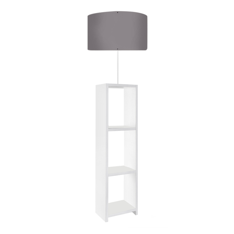 Φωτιστικό δαπέδου Launo Megapap υφασμάτινο Pvc/MDF χρώμα λευκό – γκρι 38x38x150εκ.