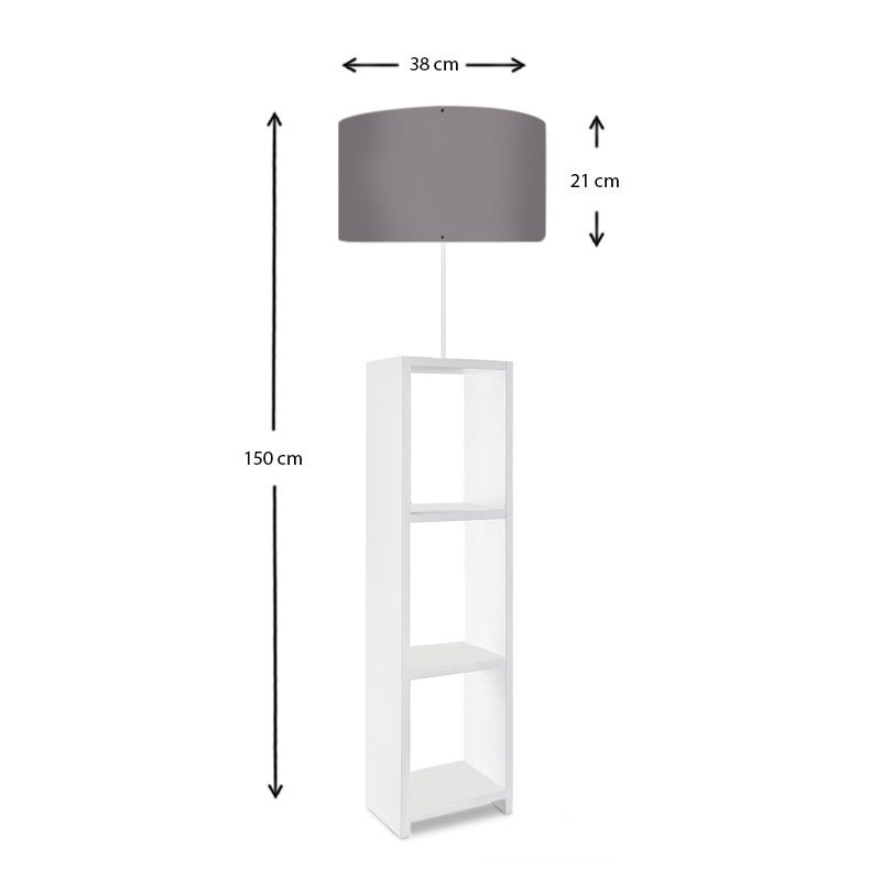 Φωτιστικό δαπέδου Launo Megapap υφασμάτινο Pvc/MDF χρώμα λευκό - γκρι 38x38x150εκ. - Image 3