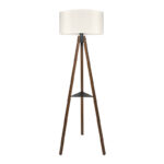 Φωτιστικό δαπέδου Thomas Megapap E27 Mdf/ύφασμα Pvc χρώμα καρυδί – κρεμ 38x38x135εκ.