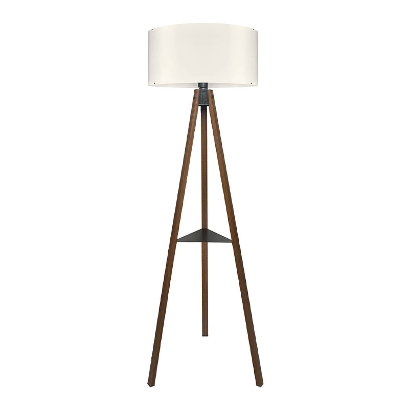 Φωτιστικό δαπέδου Thomas Megapap E27 Mdf/ύφασμα Pvc χρώμα καρυδί – κρεμ 38x38x135εκ.