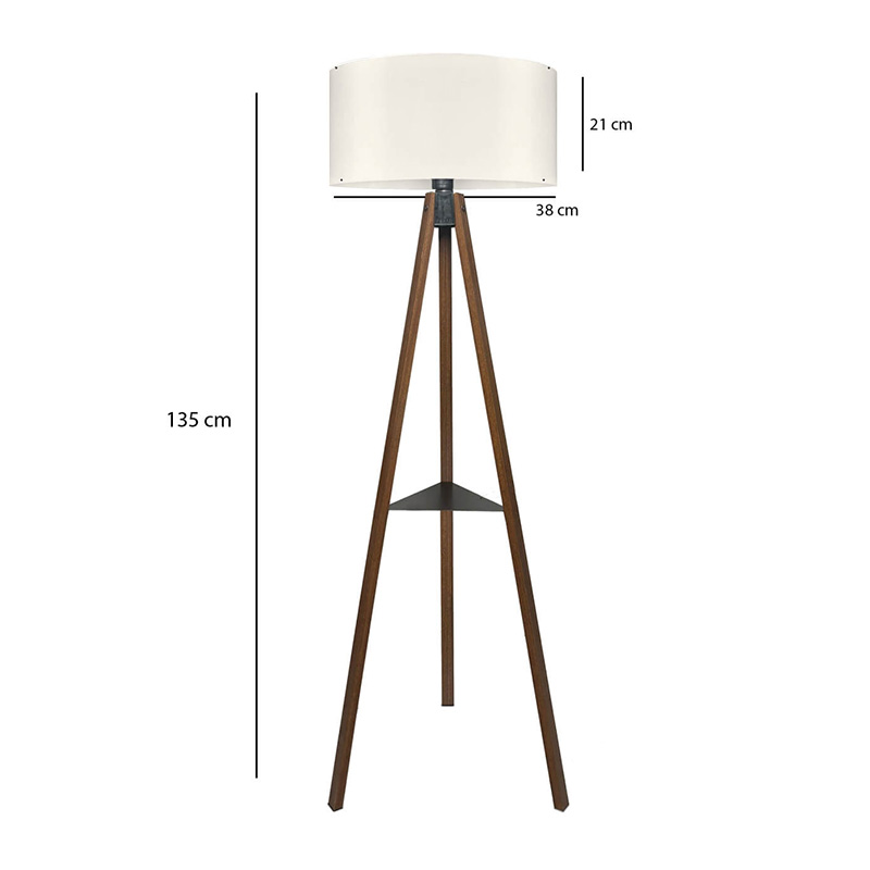 Φωτιστικό δαπέδου Thomas Megapap E27 Mdf/ύφασμα Pvc χρώμα καρυδί - κρεμ 38x38x135εκ. - Image 3