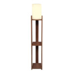 Φωτιστικό δαπέδου Verma I Megapap E27 Mdf/ύφασμα Pvc χρώμα καρυδί – κρεμ 18,5×18,5×142εκ.
