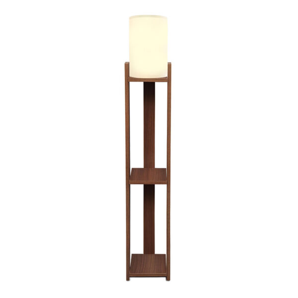 Φωτιστικό δαπέδου Verma I Megapap E27 Mdf/ύφασμα Pvc χρώμα καρυδί – κρεμ 18,5×18,5×142εκ.