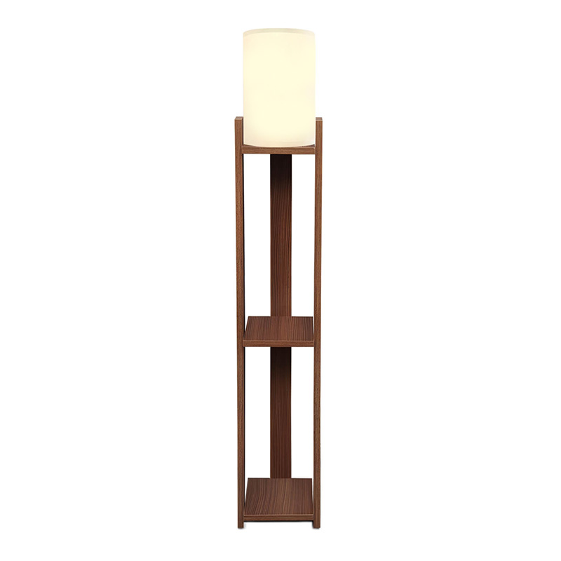 Φωτιστικό δαπέδου Verma I Megapap E27 Mdf/ύφασμα Pvc χρώμα καρυδί – κρεμ 18,5×18,5×142εκ.