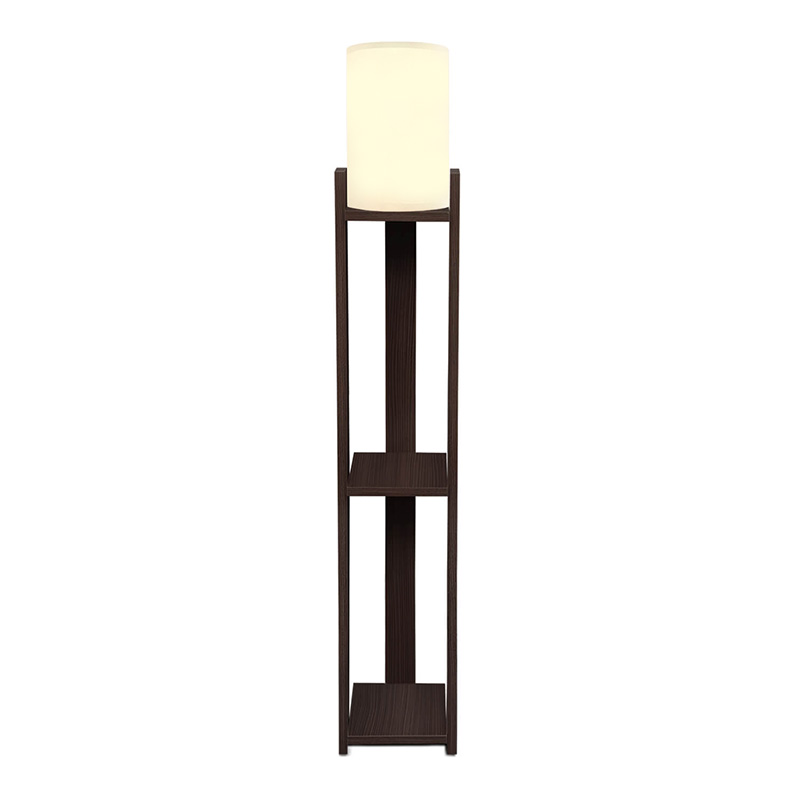 Φωτιστικό δαπέδου Verma I Megapap E27 Mdf/ύφασμα Pvc χρώμα wenge – κρεμ 18,5×18,5×142εκ.