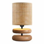Φωτιστικό επιτραπέζιο Lucia Megapap E14 ξυλινο – pe rattan χρώμα φυσικό Ø15×35εκ.