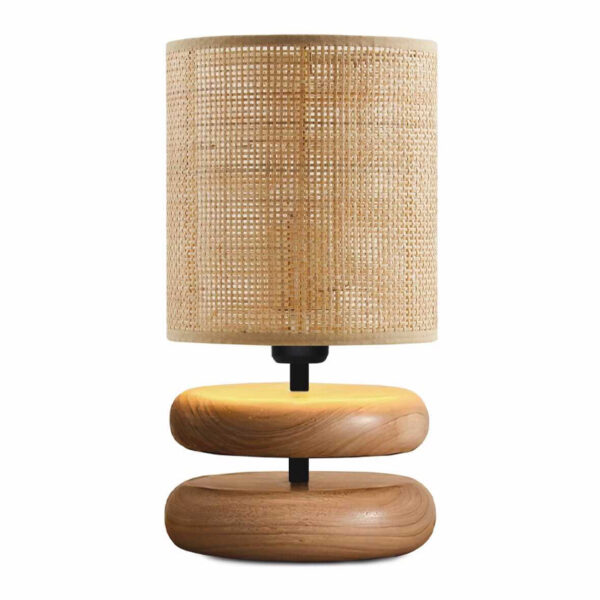 Φωτιστικό επιτραπέζιο Lucia Megapap E14 ξυλινο – pe rattan χρώμα φυσικό Ø15×35εκ.