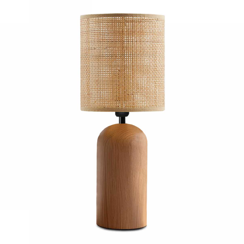 Φωτιστικό επιτραπέζιο Cora Megapap E14 ξύλινο – pe rattan χρώμα φυσικό Ø15×35εκ.