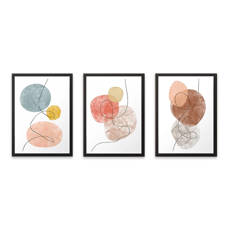 Πίνακας “Circles” Megapap 3 τμχ. σε πλαίσιο 35x45x2εκ.