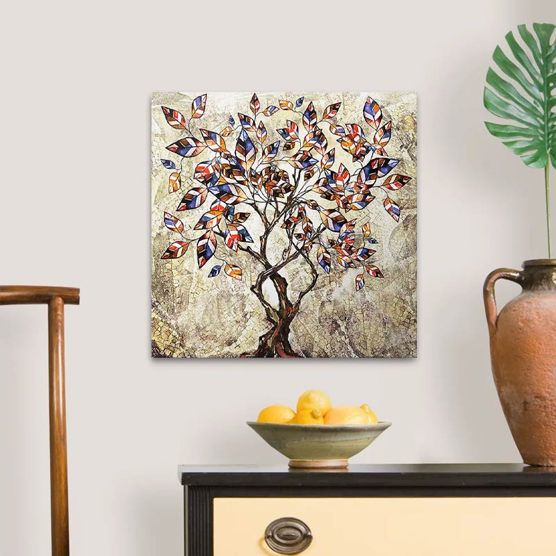 Πίνακας σε καμβά "Tree And Leaves" Megapap ψηφιακής εκτύπωσης 50x50x3εκ. - Image 2