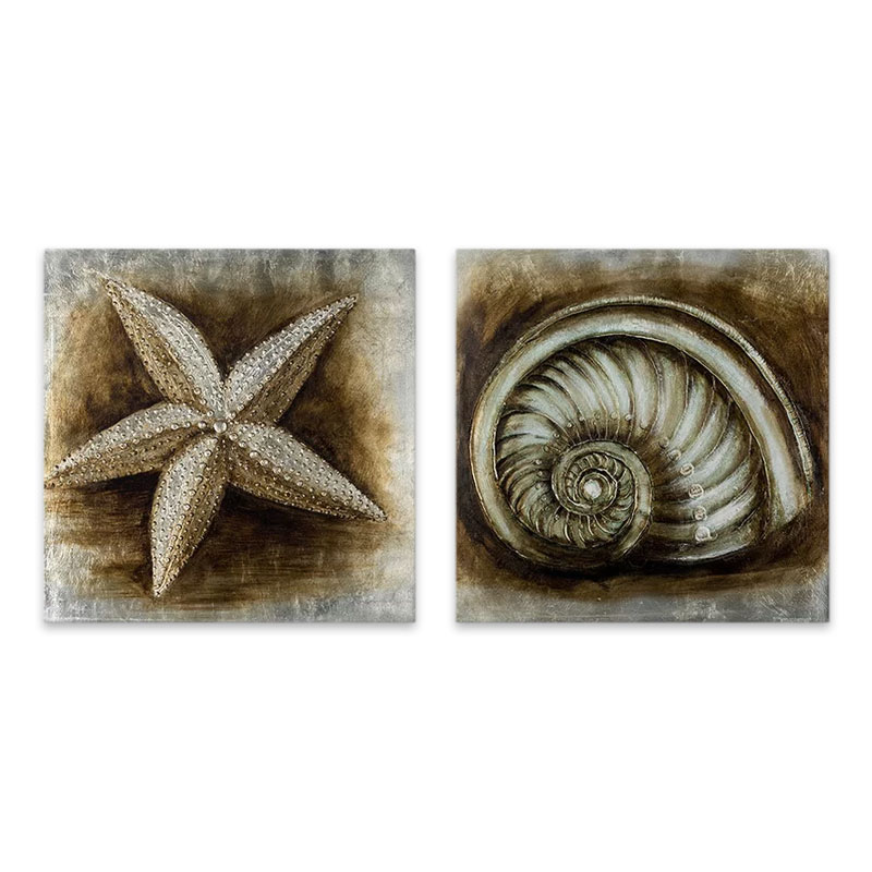 Πίνακες σε καμβά “Starfish – Shell” Megapap 2 τμχ. ψηφιακής εκτύπωσης 103x50x3εκ.