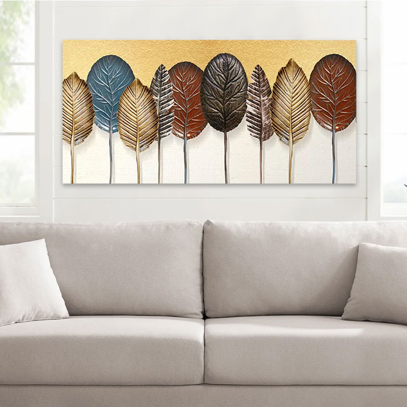 Πίνακας σε καμβά "Autumn Leaves" Megapap ψηφιακής εκτύπωσης 140x70x3εκ. - Image 2