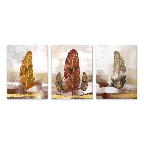 Πίνακας σε καμβά “Autumn Leaves” Megapap τρίπτυχος ψηφιακής εκτύπωσης 126x55x3εκ.