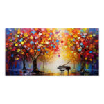 Πίνακας σε καμβά “Piano in Colorful Forest” Megapap ψηφιακής εκτύπωσης 120x60x3εκ.