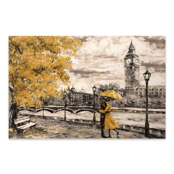 Πίνακας σε καμβά “Big Ben And Yellow Leaves” Megapap ψηφιακής εκτύπωσης 125x80x3εκ.