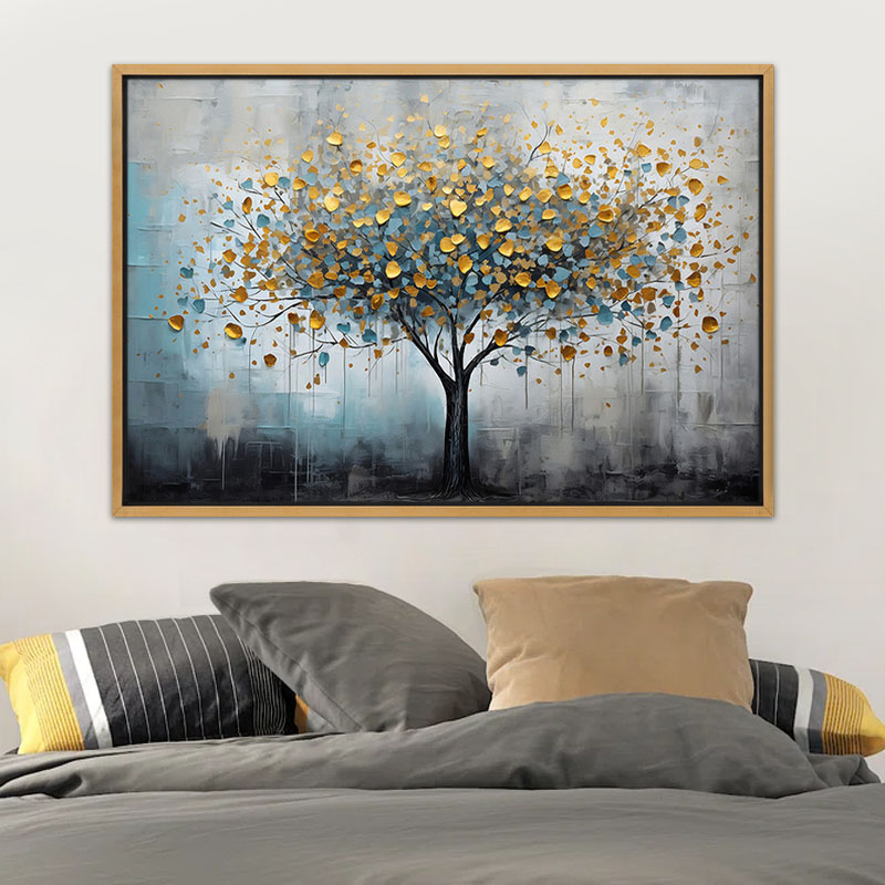 Πίνακας σε καμβά "Gold Tree" Megapap ψηφιακής εκτύπωσης με κορνίζα χρώμα χρυσό 140x100x3εκ. - Image 2