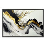 Πίνακας σε καμβά “Abstract Golden Wave” Megapap ψηφιακής εκτύπωσης με κορνίζα χρώμα μαύρο 140x100x3εκ.