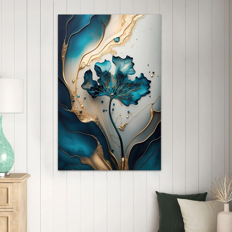 Πίνακας σε καμβά "Emerald Flower" Megapap ψηφιακής εκτύπωσης 70x100x3εκ. - Image 2