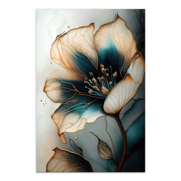 Πίνακας σε καμβά “Emerald Golden Flower” Megapap ψηφιακής εκτύπωσης 70x100x3εκ.