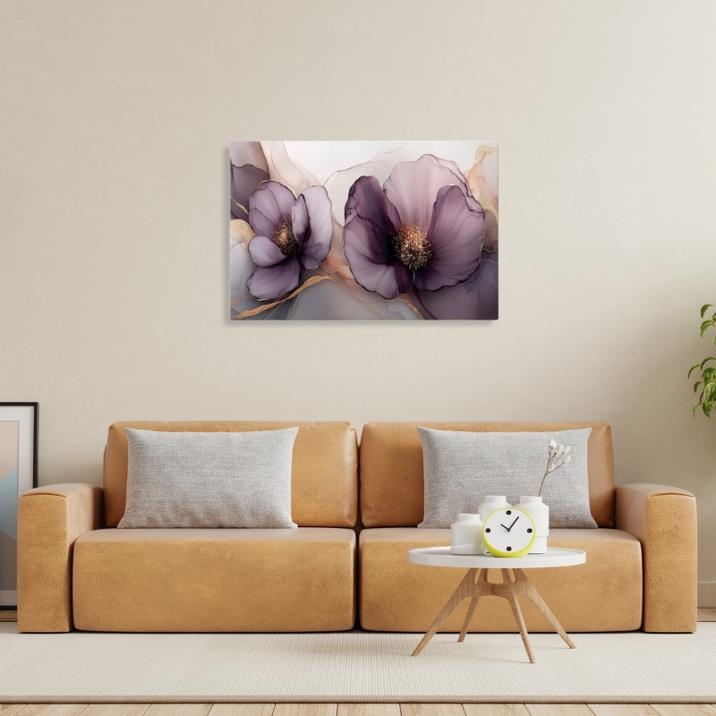 Πίνακας σε καμβά "Purple Peonies" Megapap ψηφιακής εκτύπωσης 100x70x3εκ. - Image 2