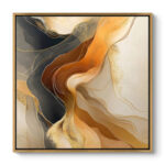 Πίνακας σε καμβά “Sand and Wind Abstract” Megapap ψηφιακής εκτύπωσης με κορνίζα χρώμα χρυσό 100x100x3εκ.