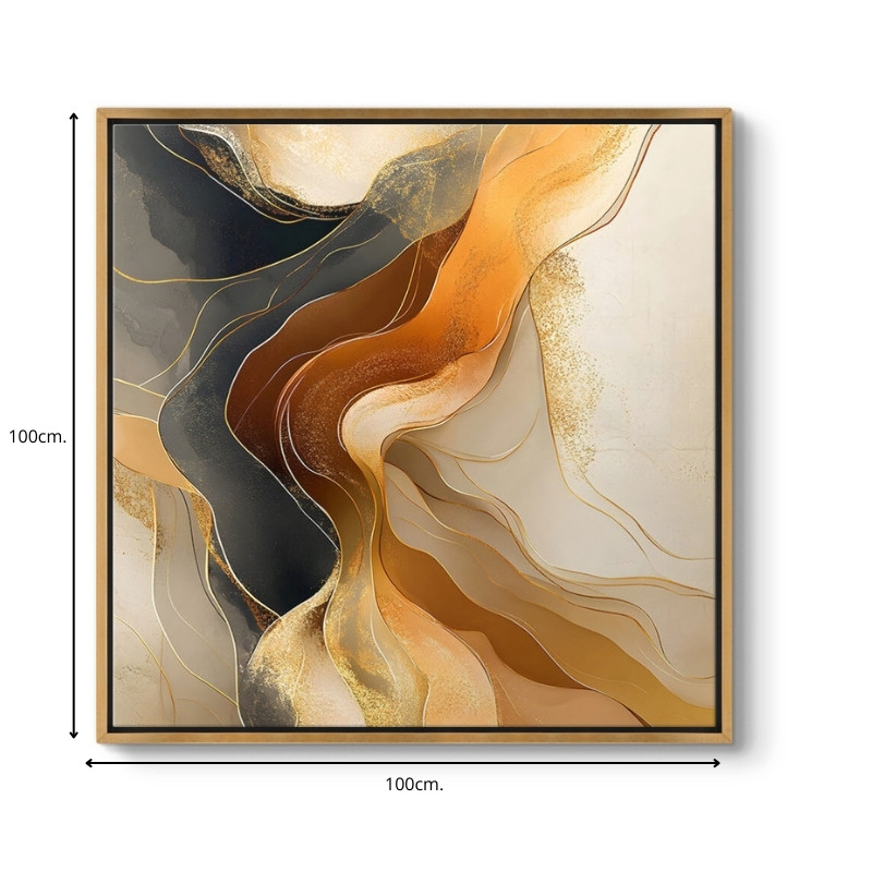 Πίνακας σε καμβά "Sand and Wind Abstract" Megapap ψηφιακής εκτύπωσης με κορνίζα χρώμα χρυσό 100x100x3εκ. - Image 3