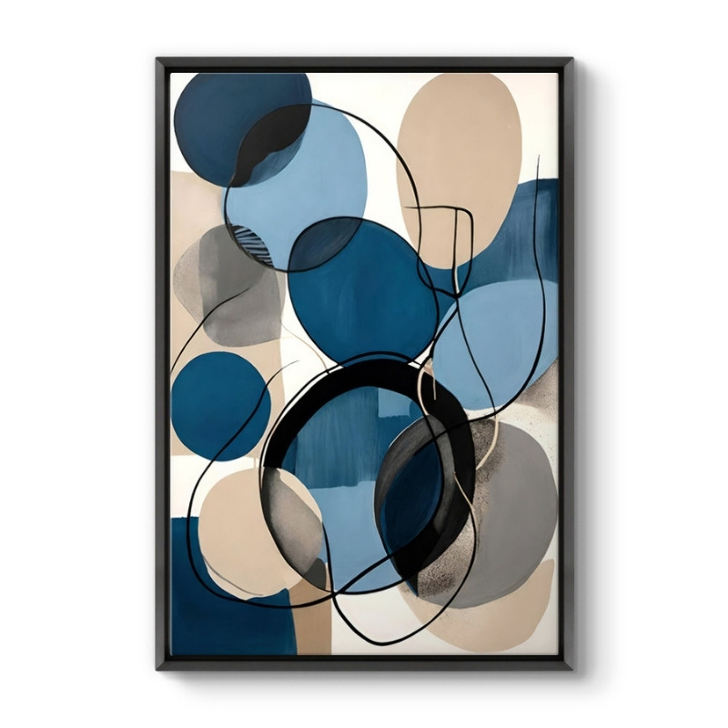 Πίνακας σε καμβά “Blue and Beige Abstract” Megapap ψηφιακής εκτύπωσης με κορνίζα χρώμα μαύρο 70x100x3εκ.