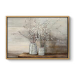 Πίνακας σε καμβά “Willow Flowers” Megapap ψηφιακής εκτύπωσης με κορνίζα χρώμα χρυσό 140x100x3εκ.
