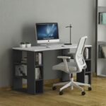 Γραφείο εργασίας Colmar Megapap χρώμα ανθρακί – λευκό 140x60x75εκ