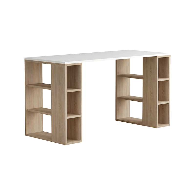 Γραφείο εργασίας Colmar Megapap χρώμα λευκό - sapphire oak 140x60x75εκ - Image 2
