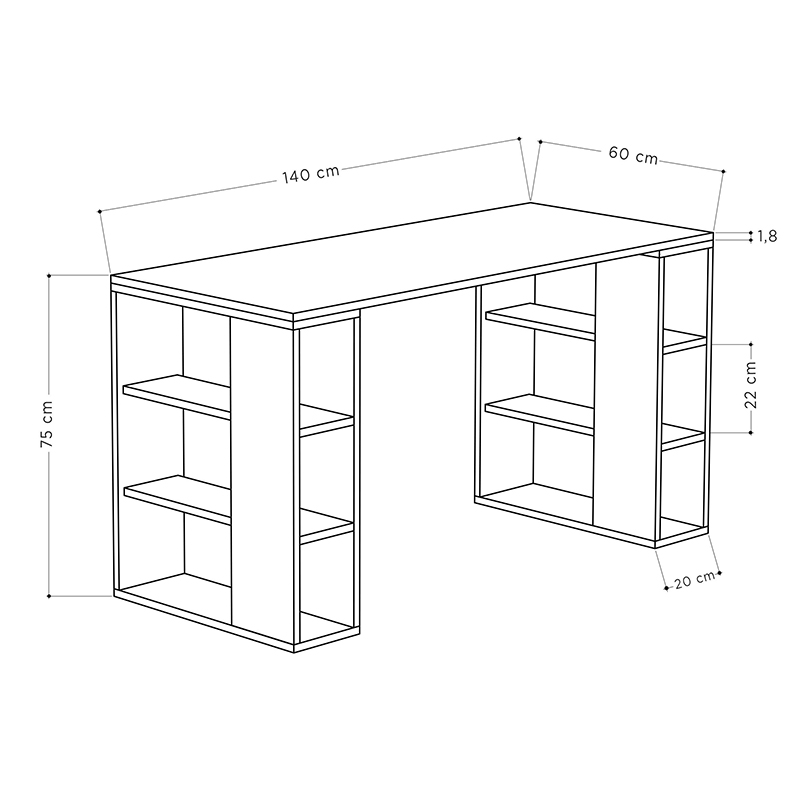 Γραφείο εργασίας Colmar Megapap χρώμα λευκό - sapphire oak 140x60x75εκ - Image 3